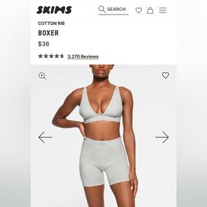 SKIMS Gray Cotton Rib Boxer